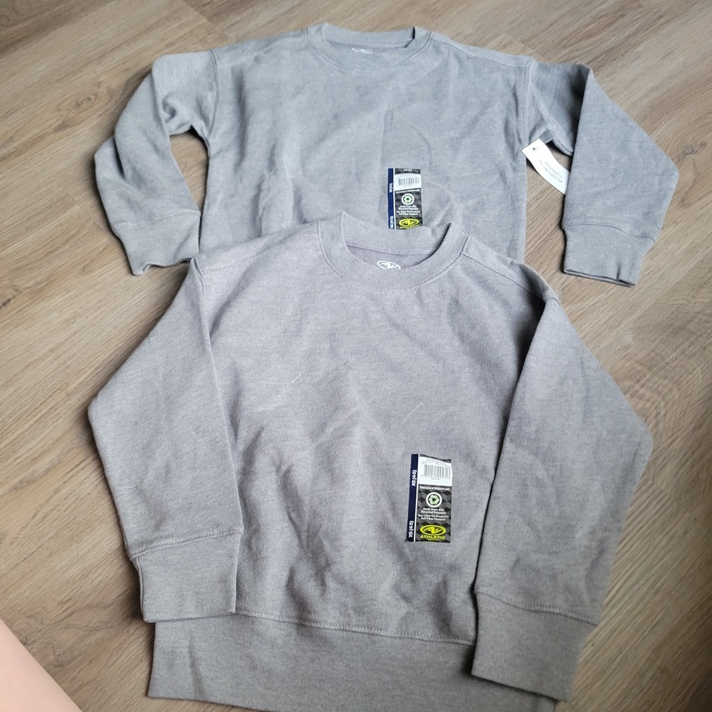 Athletic Works Boys Sweatshirt 2-Pack‎ XS 4-5 Gray Fleece Crewneck Activewear